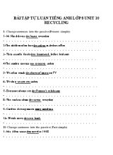 Bài tập tự luận Tiếng Anh Lớp 8 - Unit 10 Recycling